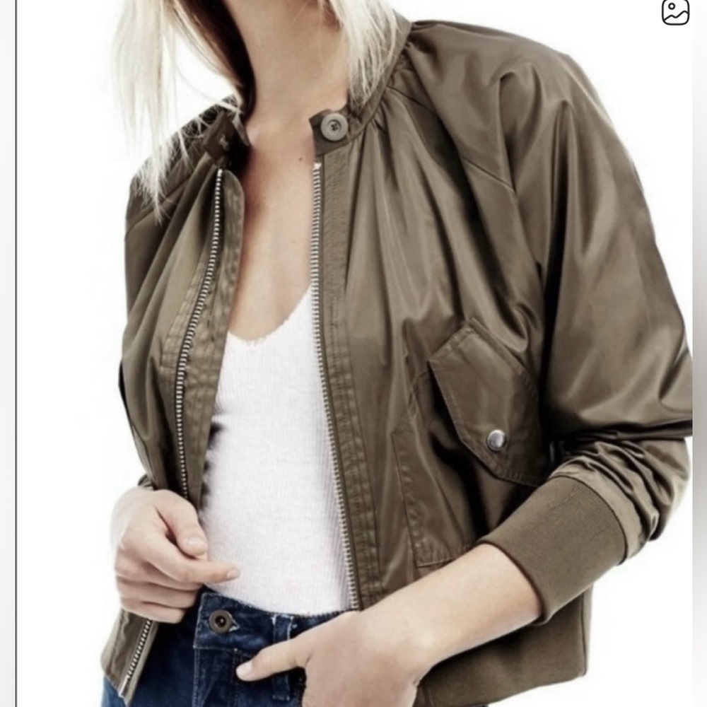 Free People Satin Bomber Jacket